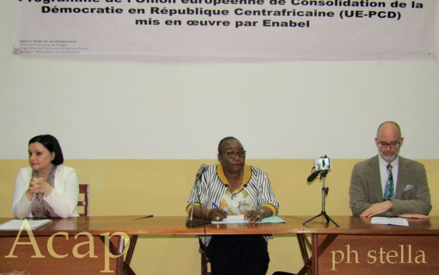 Mme Samuela Isopi, ambassadrice de l'UE à droite et Mme Marie Madeleine N'kouet Hoornaert, présidente de l'A.N.E au centre