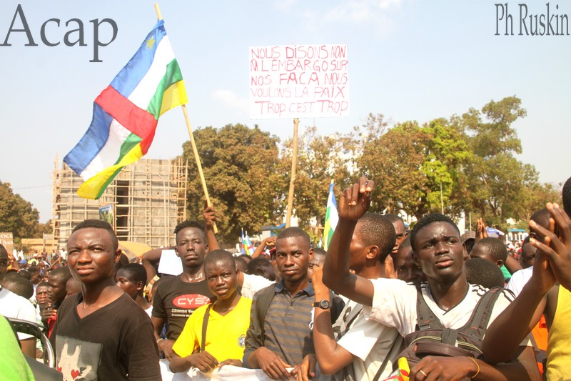 Manifestants réclamant la levée de l'embargo le 28 janvier 2019 à Bangui