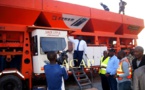 Les Ministres Moloua et Jousso visitent le chantier de renforcement de la chaussée de l'aéroport de Bangui M’Poko